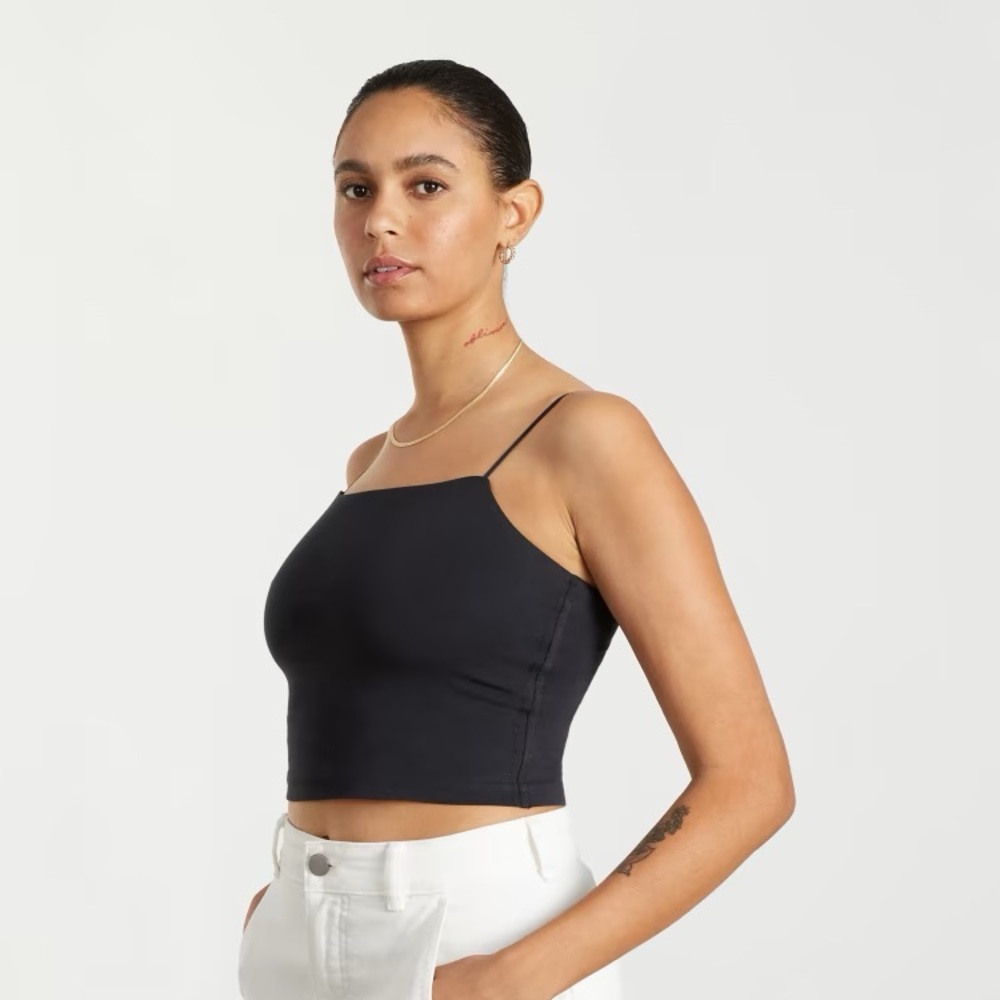 Everlane Medium Black The Cropped Square-Neck Cami